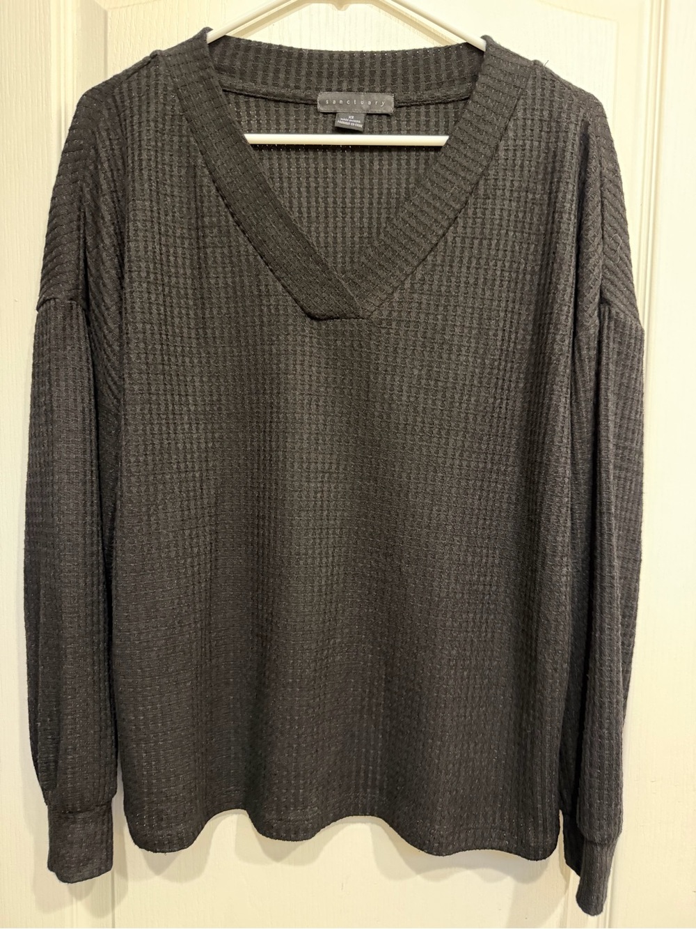 Sanctuary Men's Charcoal V-Neck Waffle Knit Sweater